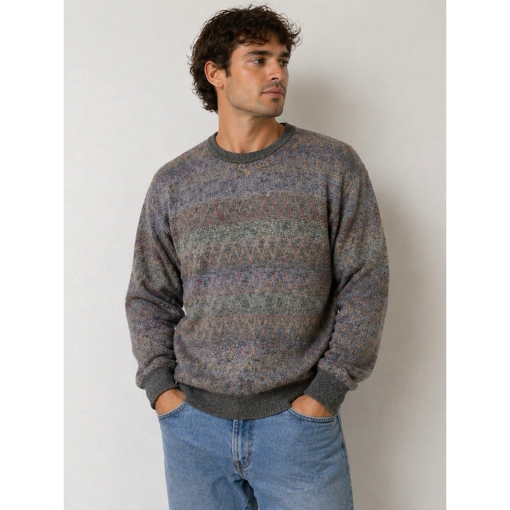 Vintage Tricots St Raphael Sweater Mens Large Textured Knit Crewneck 90s